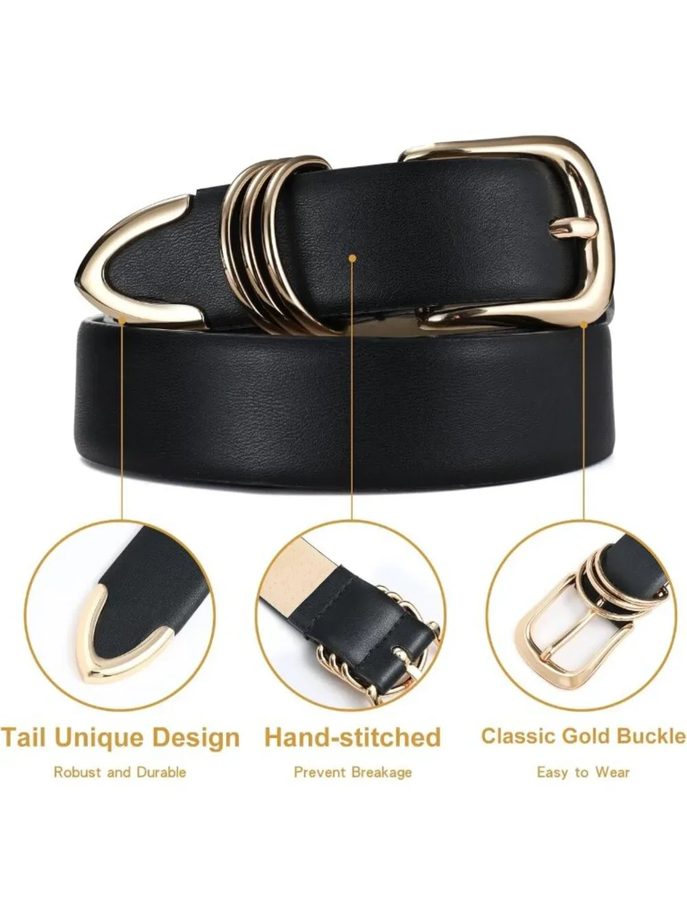 Stylish Women's Leather Waist Belt with Metal Buckle - Trendy Fashion Accessory